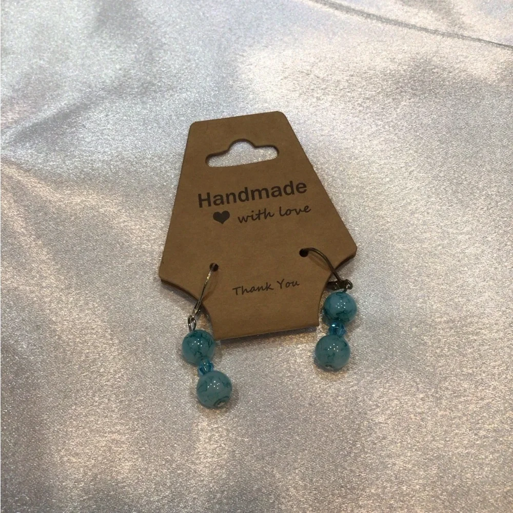 Six Handmade Gemstone Earrings Set in Pink, Purple, Black, Crystal, & Turquoise. - Picture 5 of 15